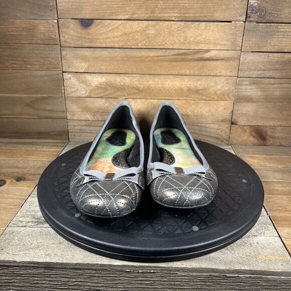 Born Womes Sz 8 M Bronze Metallic Quilted Leather Ballet Flats Shoes-Flat Bow - Picture 2 of 10